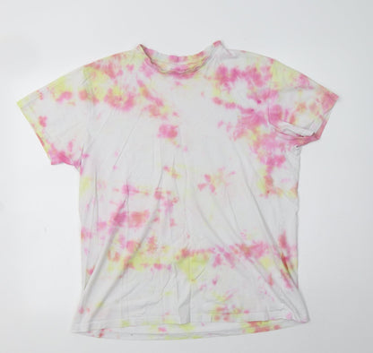 Primark Womens Multicoloured  Cotton Basic T-Shirt Size L Crew Neck - Batik