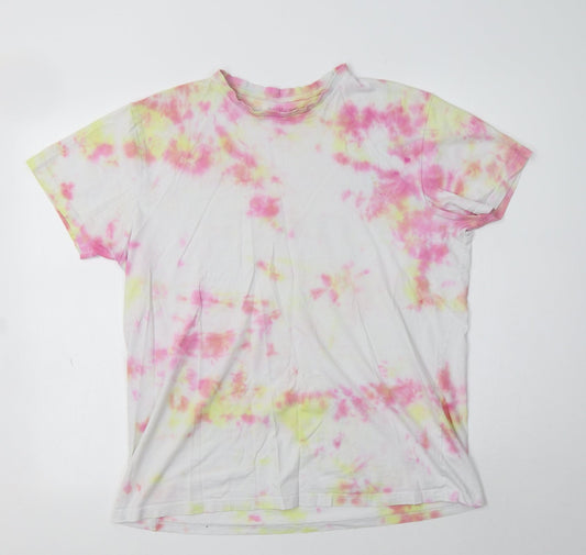 Primark Womens Multicoloured  Cotton Basic T-Shirt Size L Crew Neck - Batik