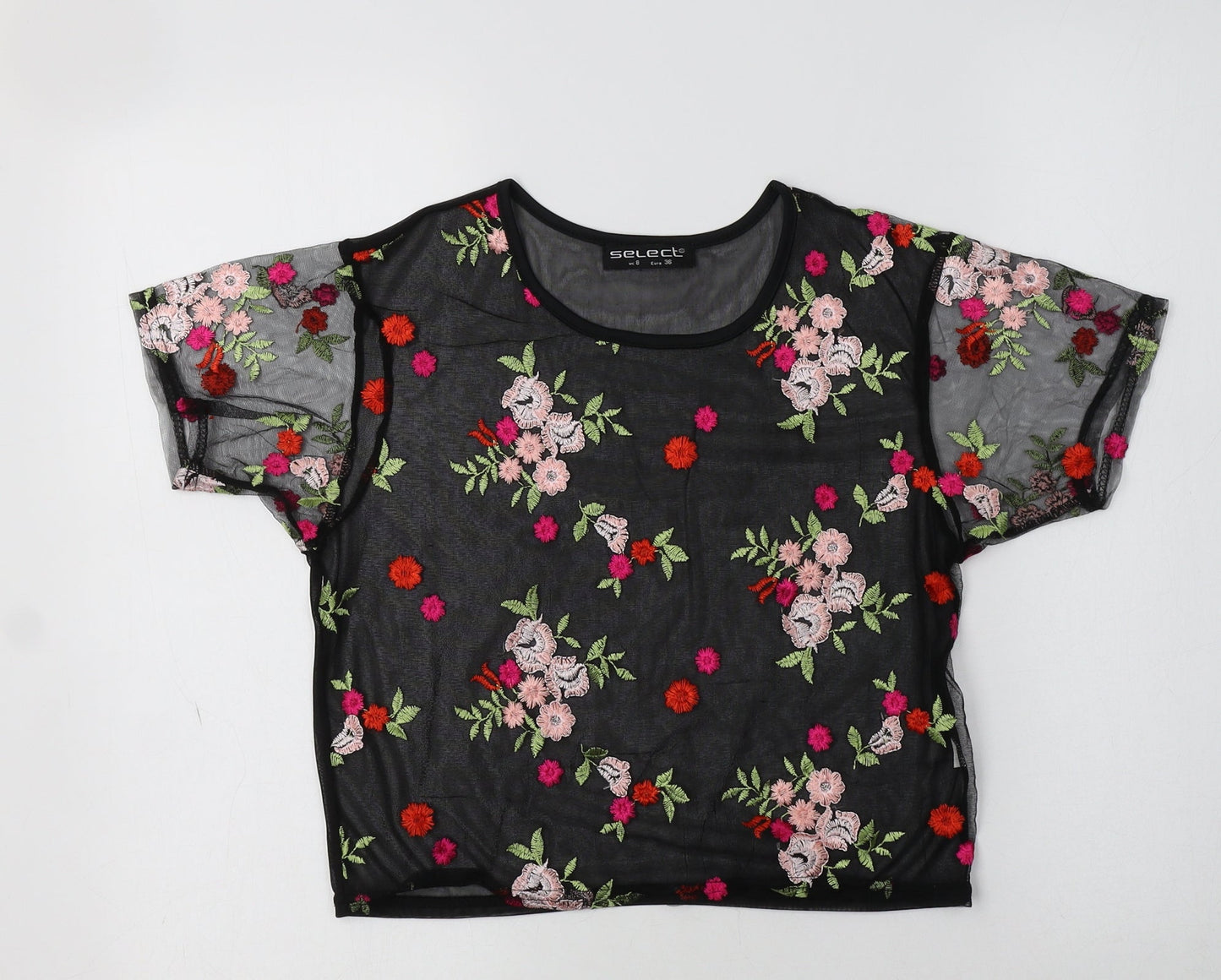Womens UK Size 8 Select Black Cropped T-Shirt