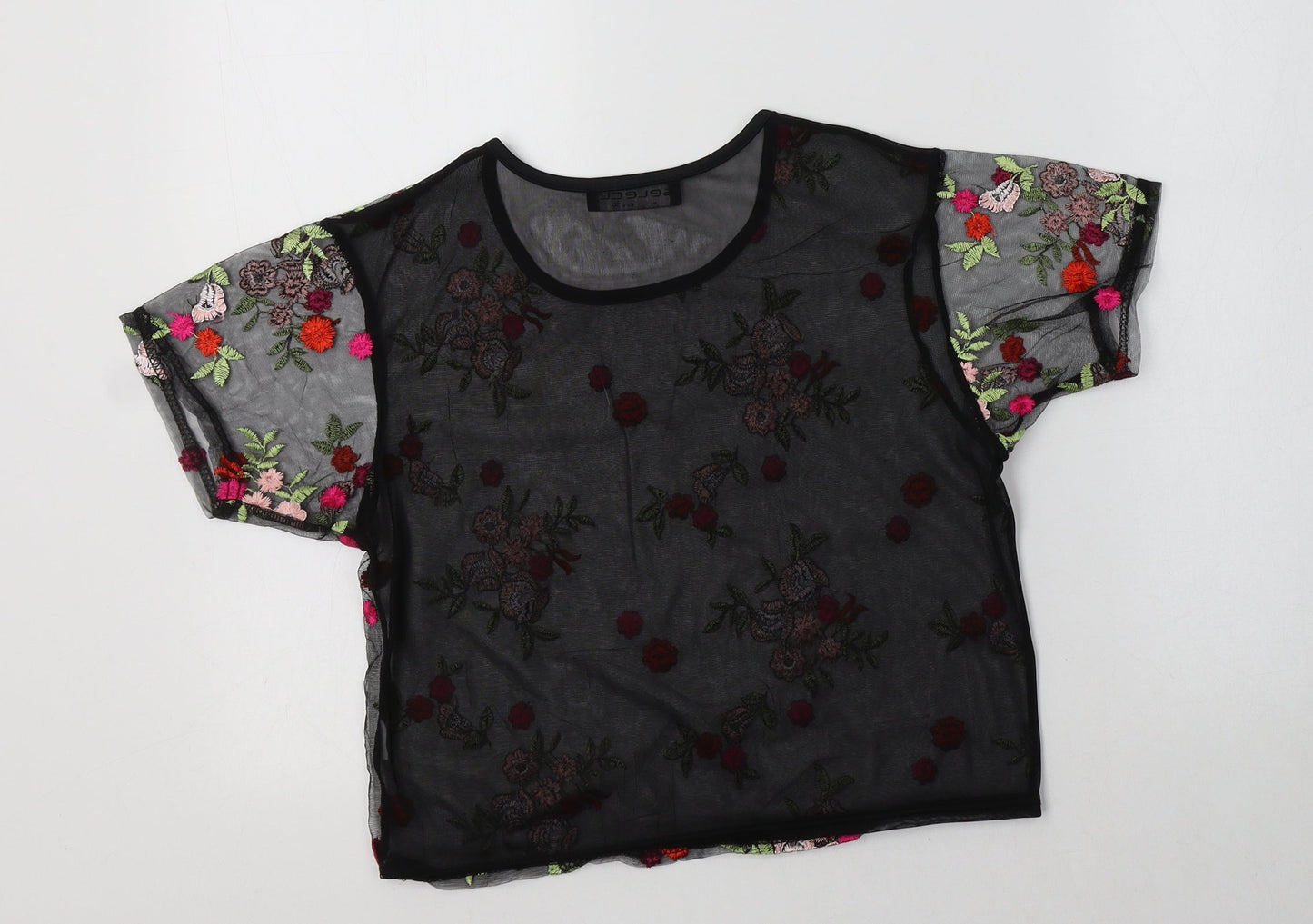Womens UK Size 8 Select Black Cropped T-Shirt