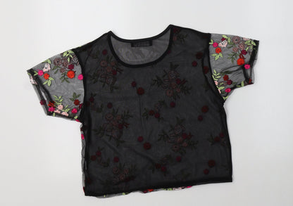 Womens UK Size 8 Select Black Cropped T-Shirt
