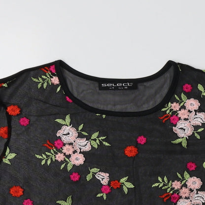 Womens UK Size 8 Select Black Cropped T-Shirt