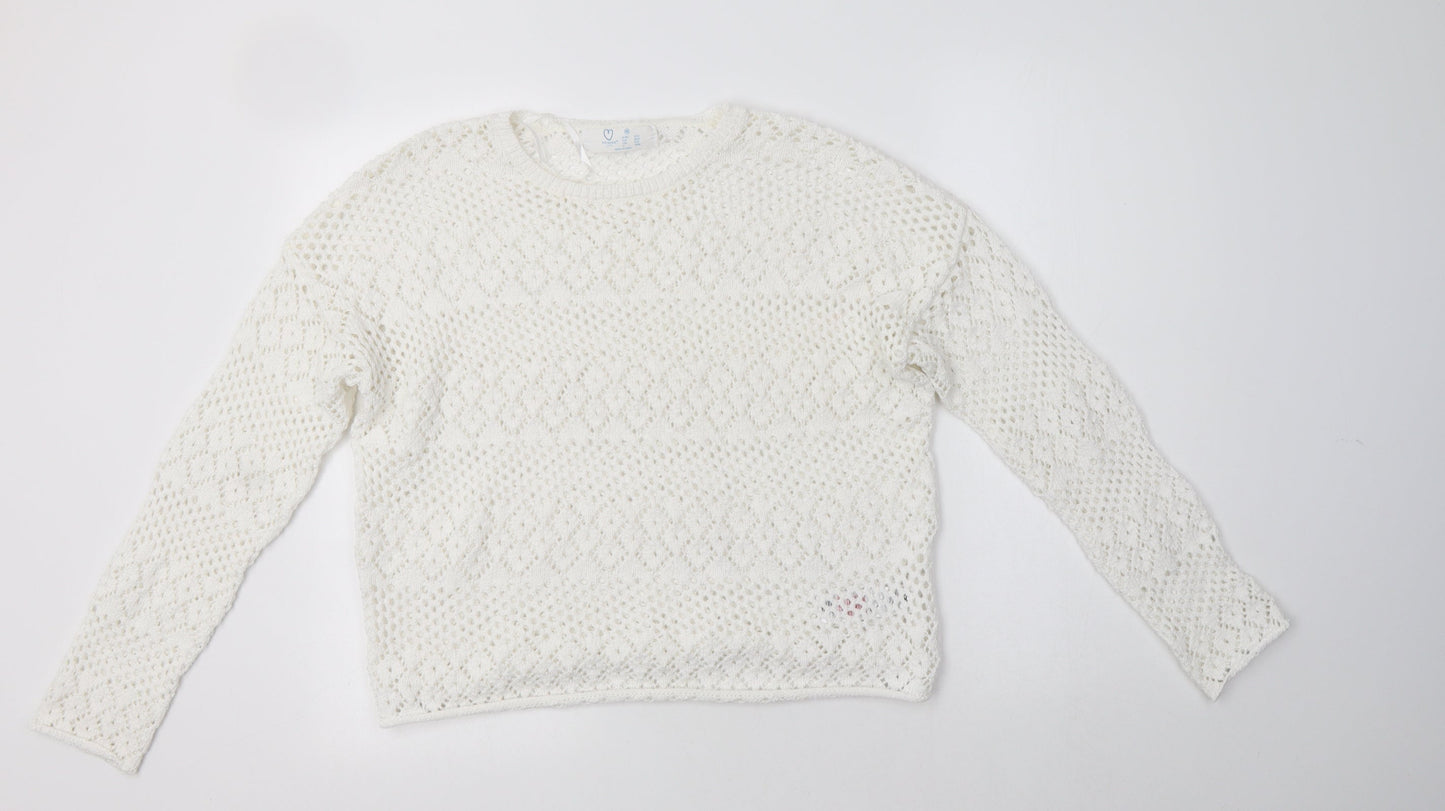 Womens UK Size M Primark White Pullover Jumper
