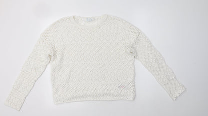 Womens UK Size M Primark White Pullover Jumper
