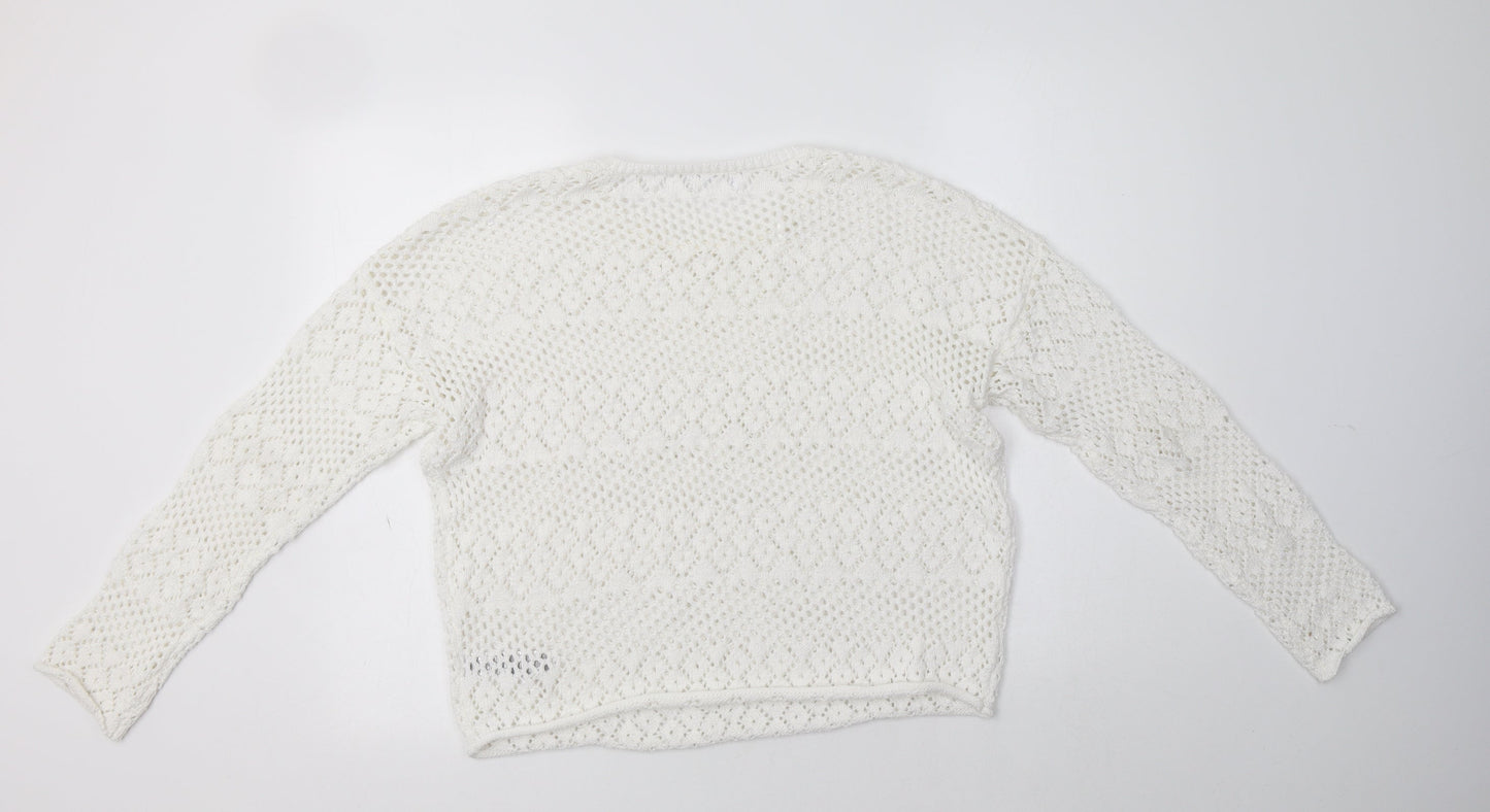 Womens UK Size M Primark White Pullover Jumper