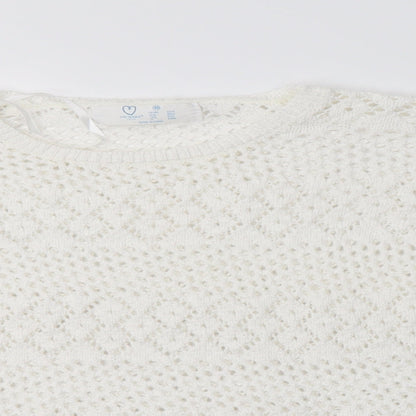 Womens UK Size M Primark White Pullover Jumper