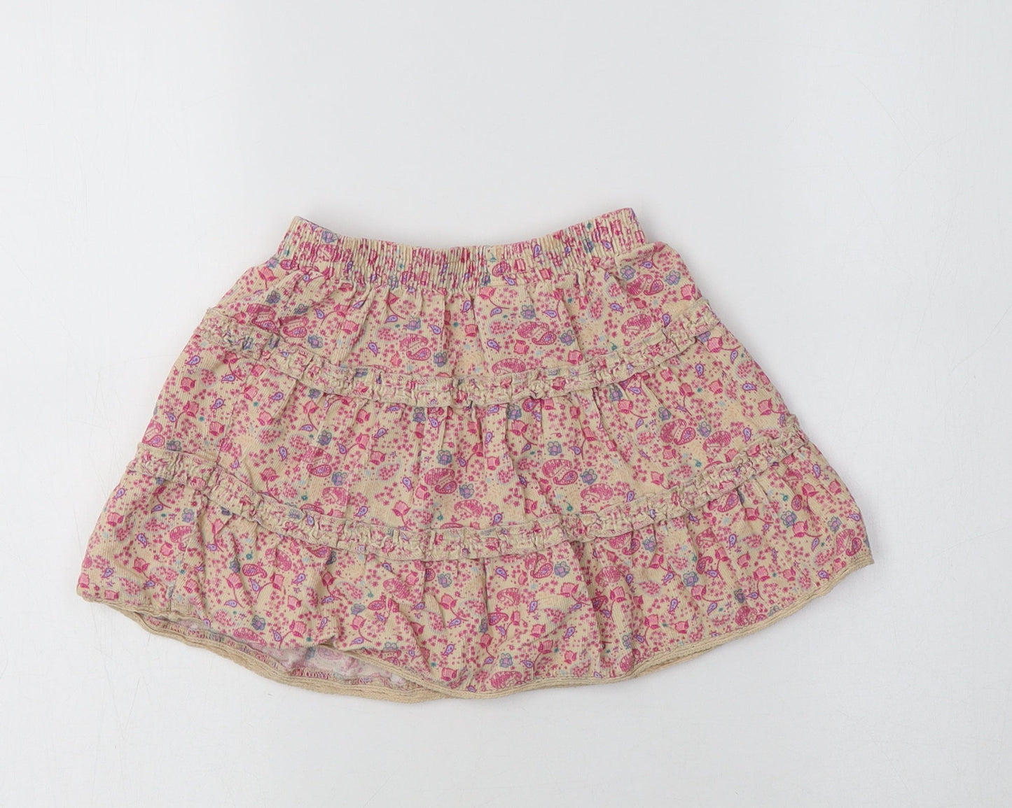 MINIMODE Girls Ivory Floral Cotton Flare Skirt Size 2-3 Years  Regular
