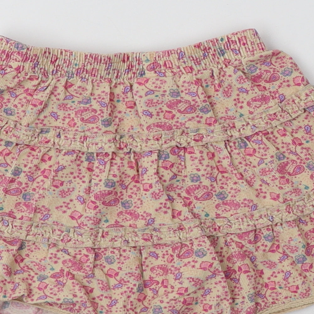 MINIMODE Girls Ivory Floral Cotton Flare Skirt Size 2-3 Years  Regular
