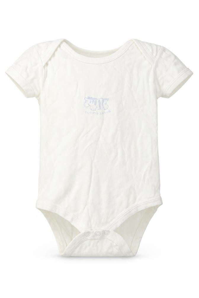 Front view of Boots Baby White Cotton Romper One-Piece, size 12-18, Months - Zebra
