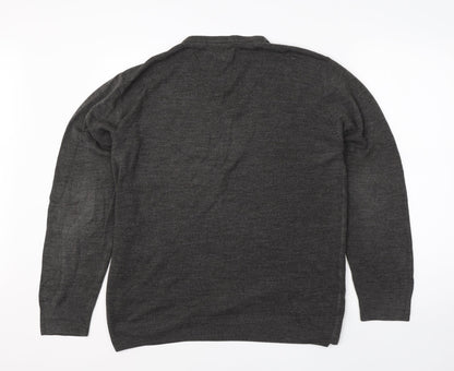 Easy Mens Grey V-Neck  Acrylic Pullover Jumper Size L