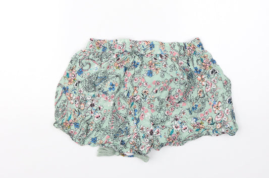 Primark Womens Green Floral Viscose Hot Pants Shorts Size 8  Regular