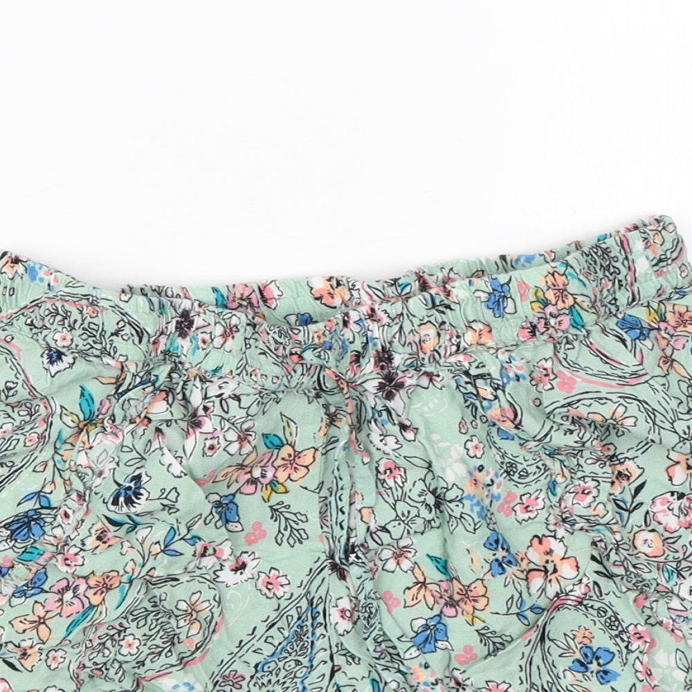 Primark Womens Green Floral Viscose Hot Pants Shorts Size 8  Regular