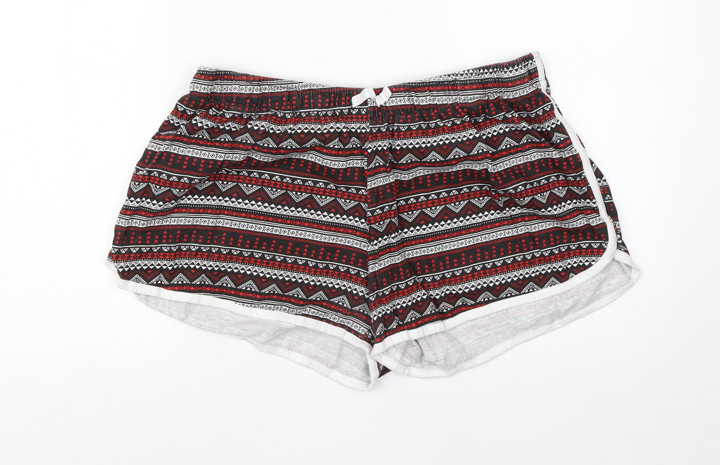 Primark Womens Black Fair Isle Cotton Hot Pants Shorts Size 18  Regular