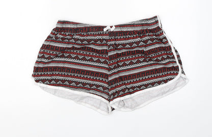 Primark Womens Black Fair Isle Cotton Hot Pants Shorts Size 18  Regular