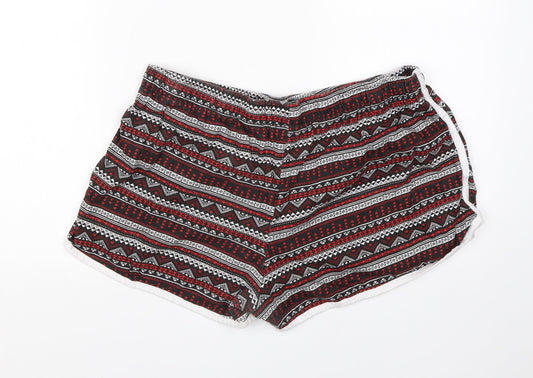 Primark Womens Black Fair Isle Cotton Hot Pants Shorts Size 18  Regular
