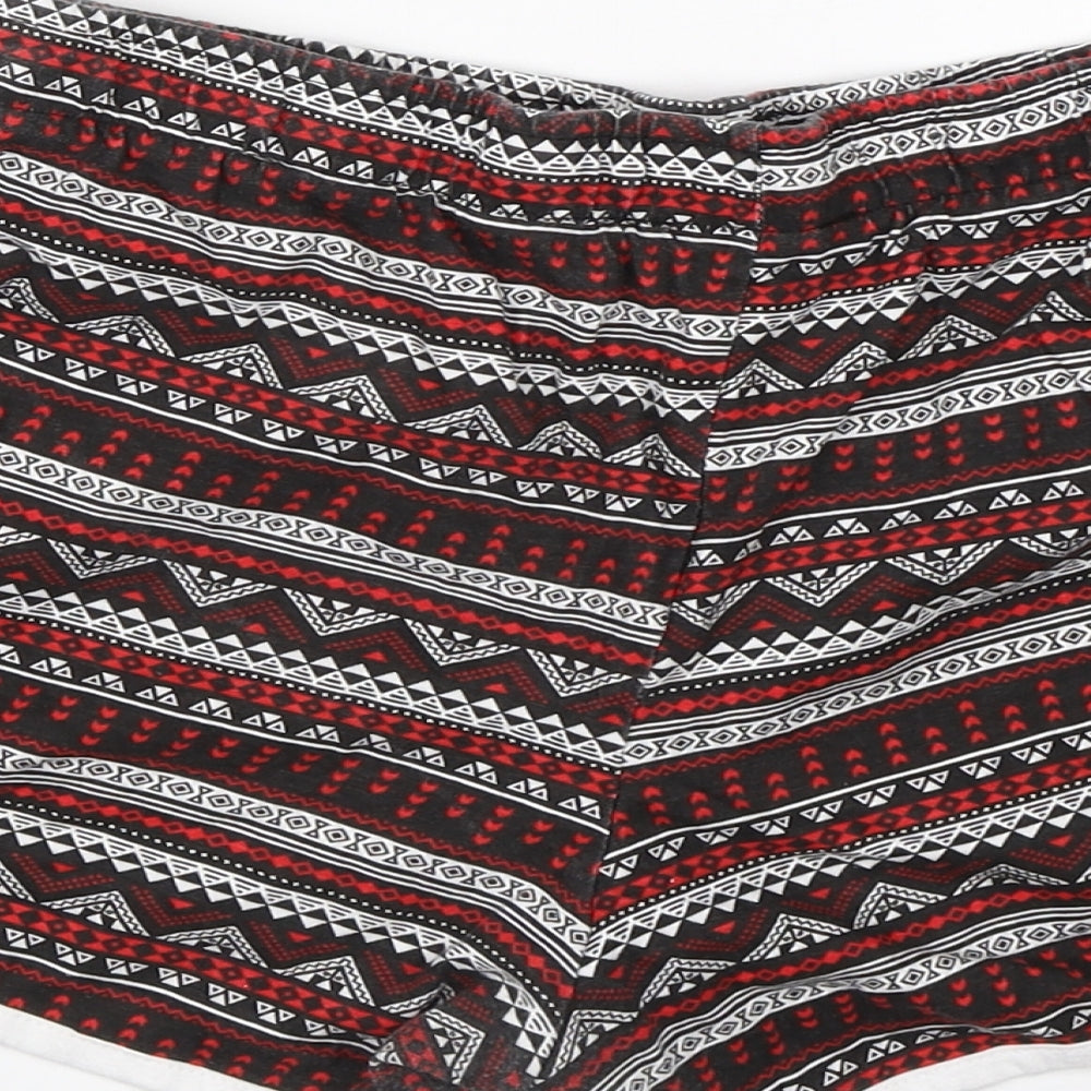Primark Womens Black Fair Isle Cotton Hot Pants Shorts Size 18  Regular