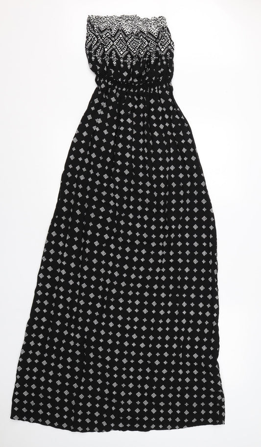 New Look Womens Black Geometric Viscose Shift  Size 8  One Shoulder