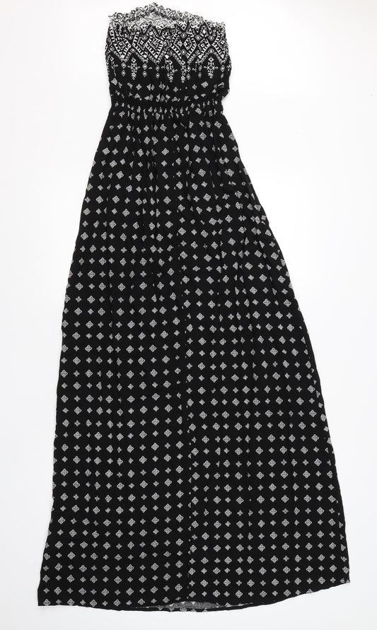 New Look Womens Black Geometric Viscose Shift  Size 8  One Shoulder