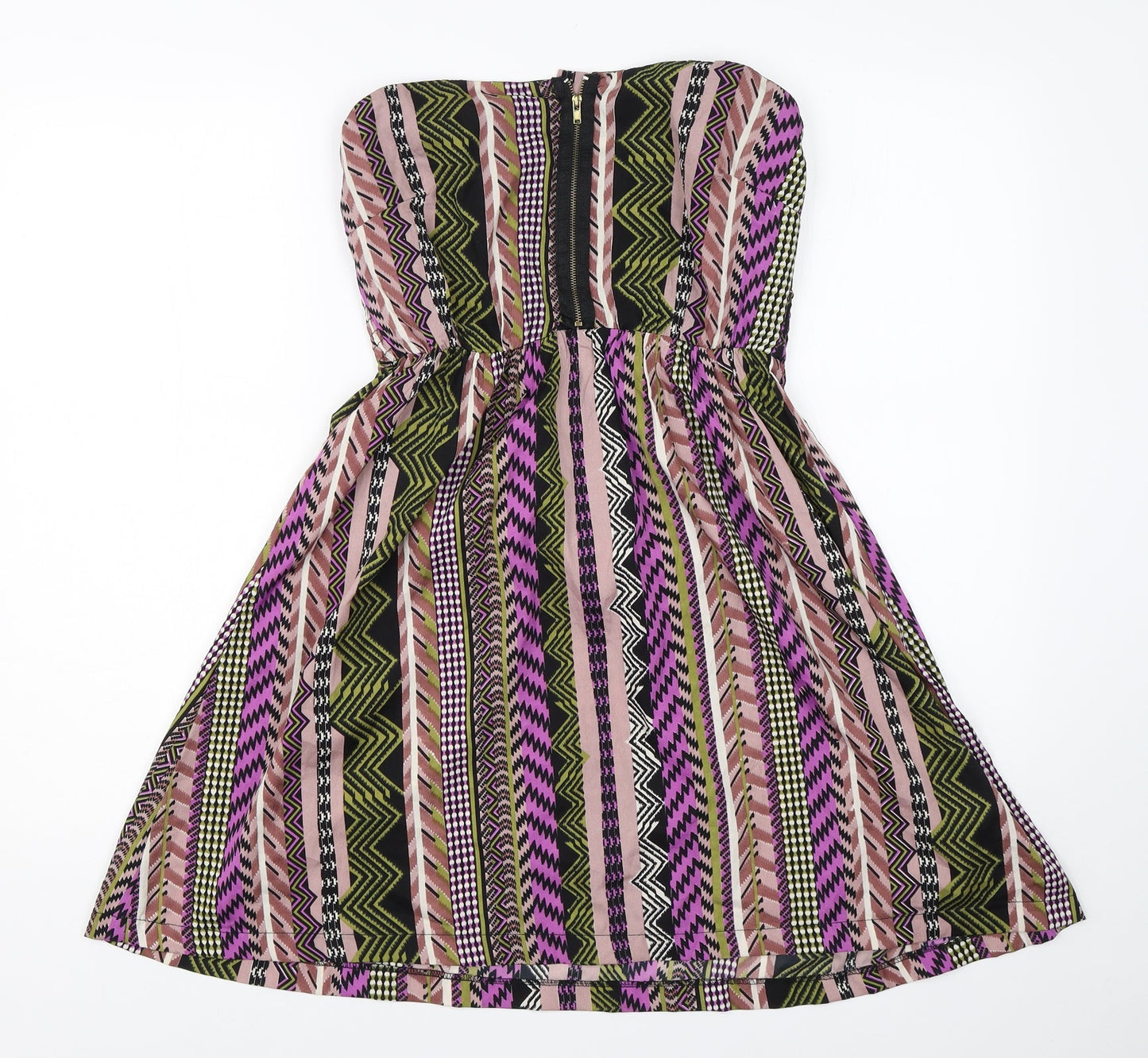 Mela Lover London Womens Multicoloured Geometric Polyester A-Line  Size 10  One Shoulder