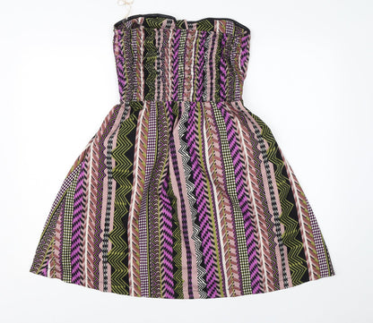 Mela Lover London Womens Multicoloured Geometric Polyester A-Line  Size 10  One Shoulder