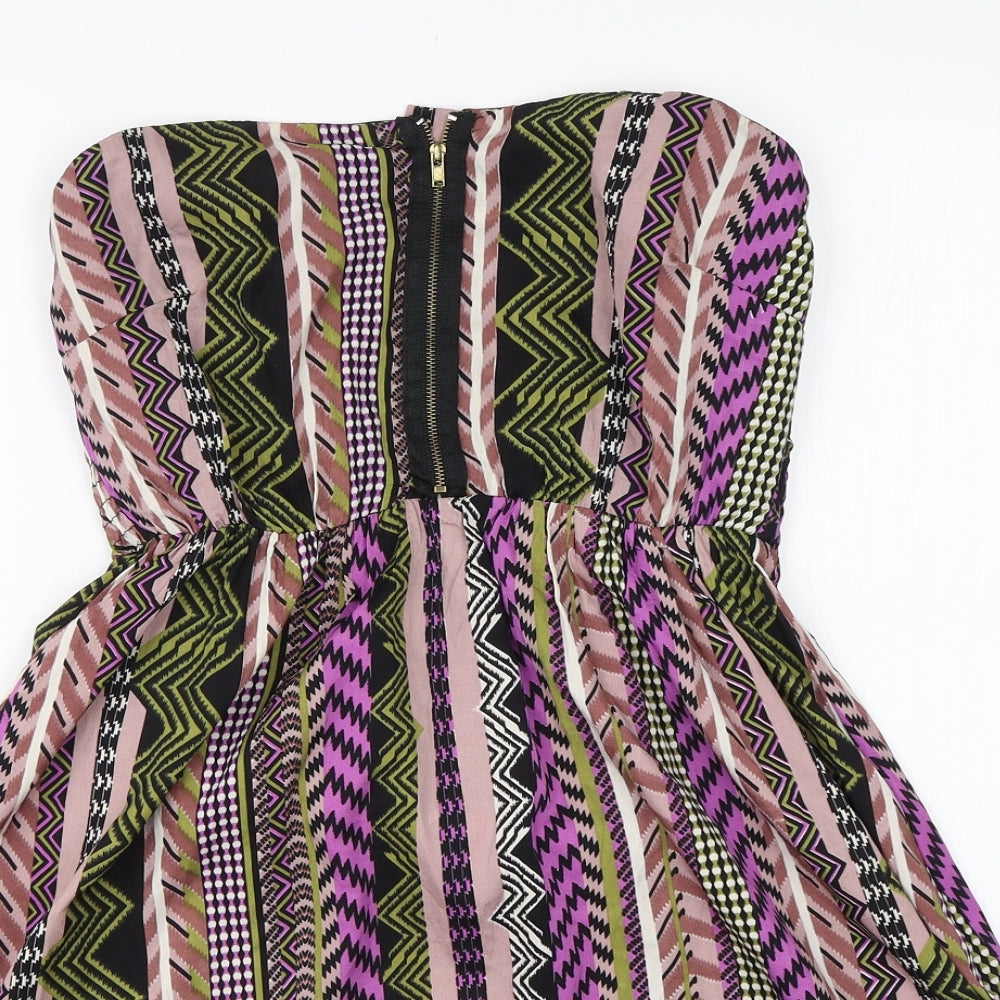 Mela Lover London Womens Multicoloured Geometric Polyester A-Line  Size 10  One Shoulder
