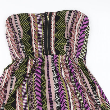 Mela Lover London Womens Multicoloured Geometric Polyester A-Line  Size 10  One Shoulder