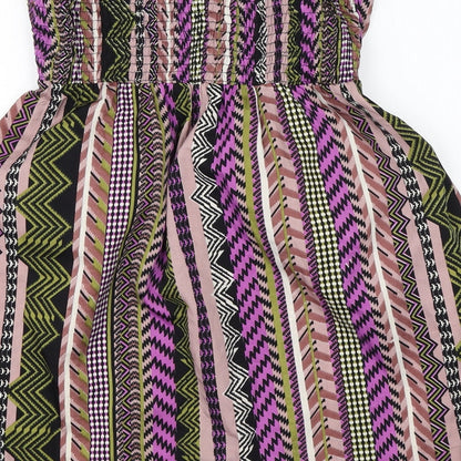 Mela Lover London Womens Multicoloured Geometric Polyester A-Line  Size 10  One Shoulder