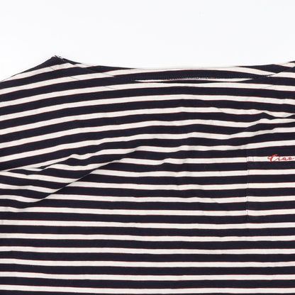 F&F Womens Blue V-Neck Striped Cotton Pullover Jumper Size 18