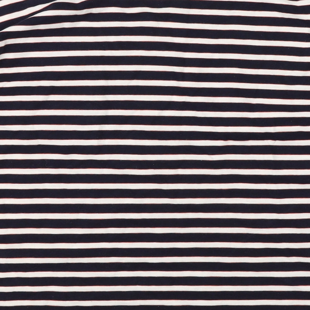 F&F Womens Blue V-Neck Striped Cotton Pullover Jumper Size 18