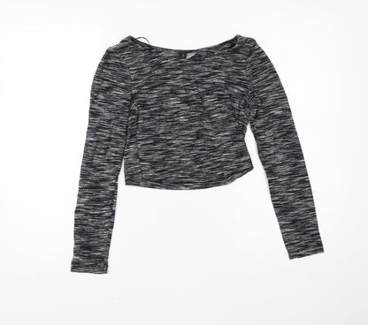 Womens UK Size XS Divided Black Basic T-Shirt