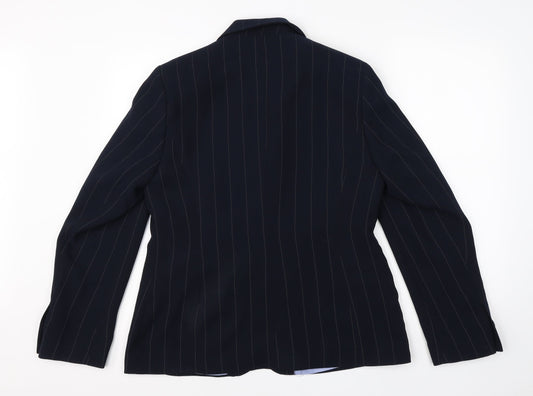 Debenhams Womens Blue Pinstripe Polyester Jacket Suit Jacket Size 14