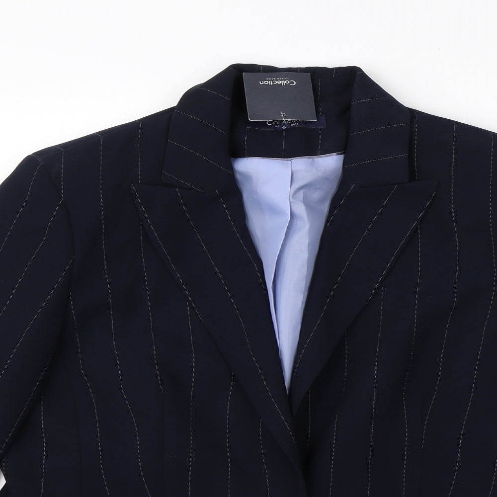 Debenhams Womens Blue Pinstripe Polyester Jacket Suit Jacket Size 14