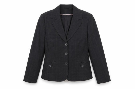 Front view of Evie women’s grey polyester jacket suit jacket, size UK 14