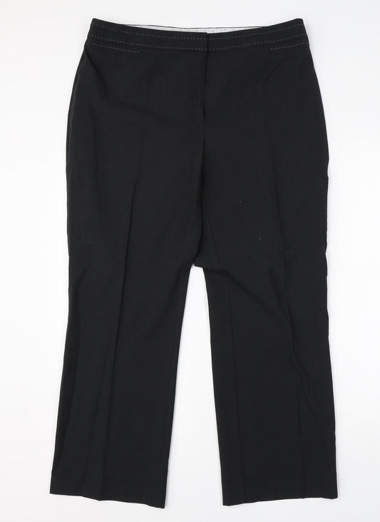 M&S Womens Black  Viscose Dress Pants Trousers Size 16 L26 in Regular