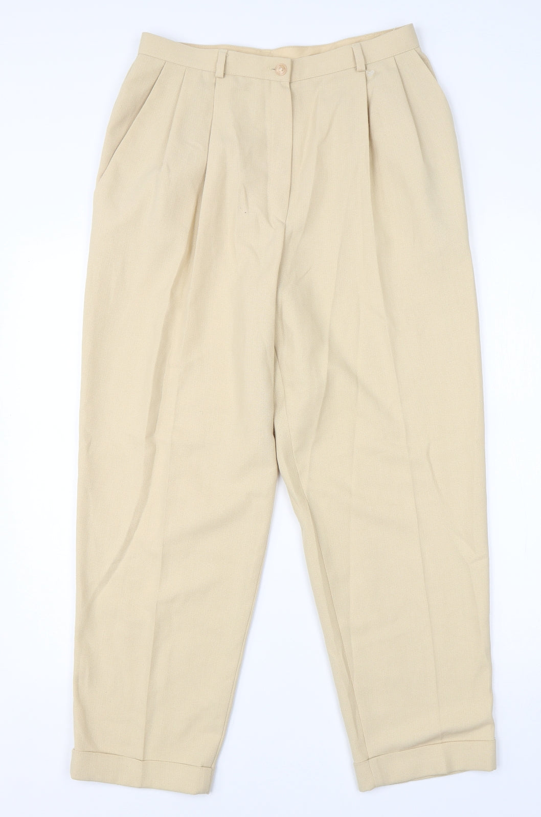 Womens UK Size 14 M&S Regular Fit Dress Pants Beige Trousers