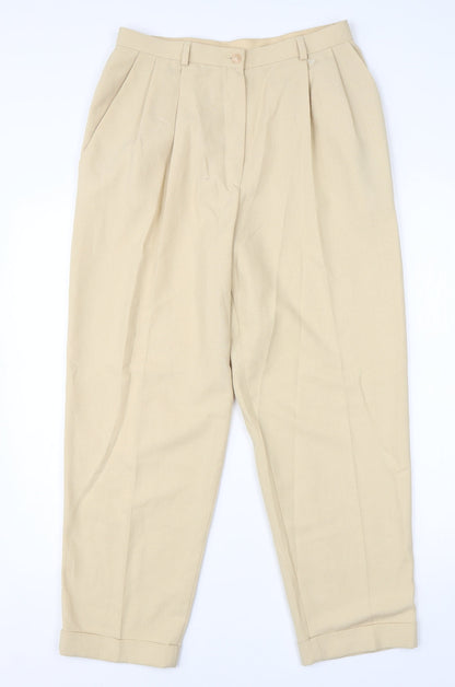 Womens UK Size 14 M&S Regular Fit Dress Pants Beige Trousers