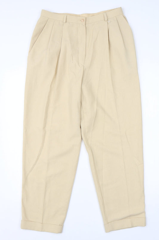 Womens UK Size 14 M&S Regular Fit Dress Pants Beige Trousers