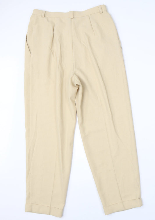Womens UK Size 14 M&S Regular Fit Dress Pants Beige Trousers