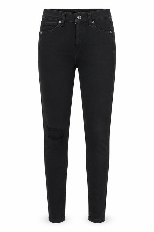 Front view of Topshop Jamie women’s black cotton skinny jeans, size UK 25, in, 26-inch leg regular