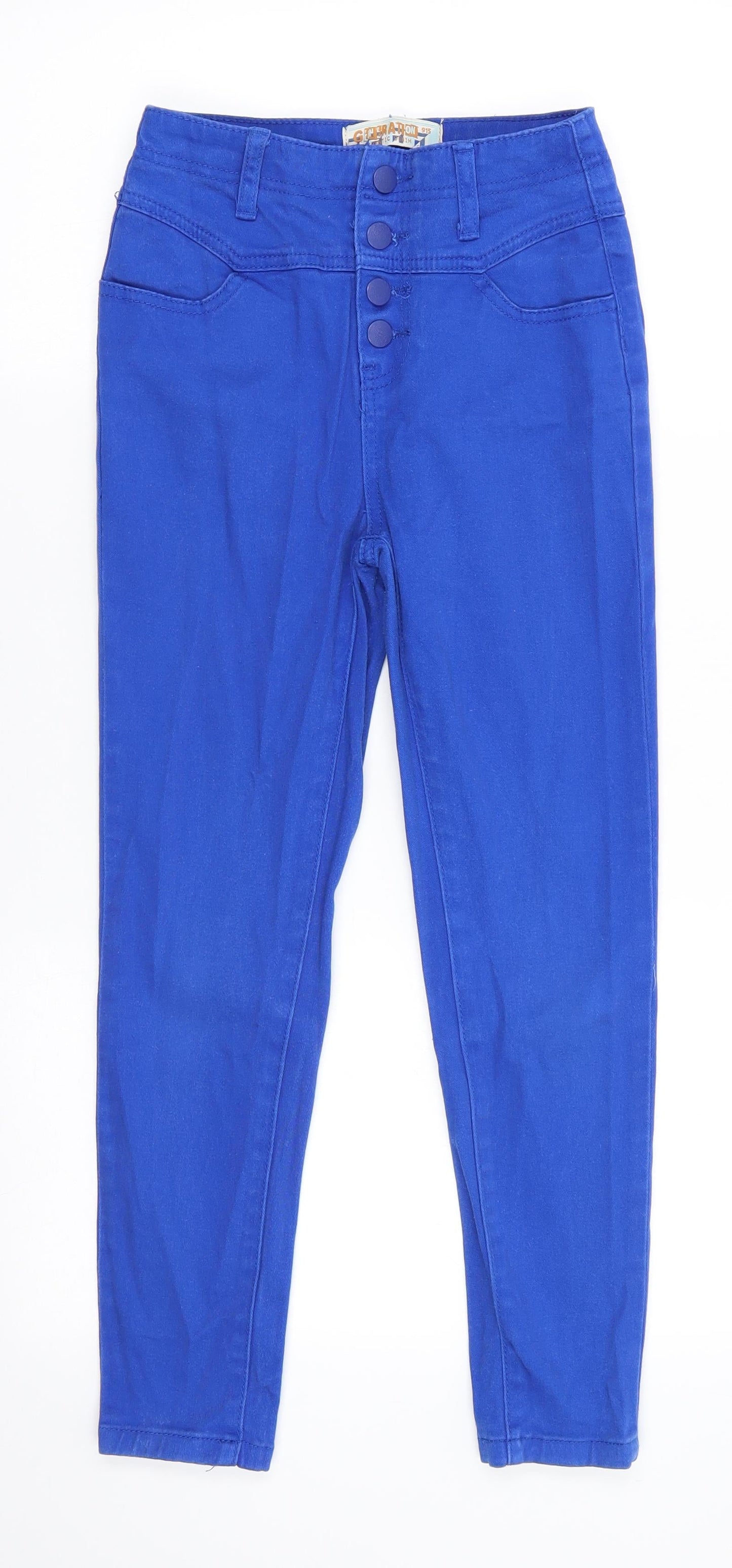 Generation 915 Girls Blue  Cotton Skinny Jeans Size 11 Years  Regular Button - Cobalt blue