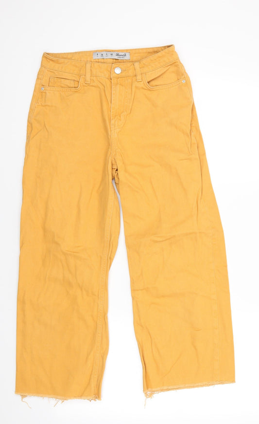 Denim Co Womens Yellow  Cotton Cropped Jeans Size 8 L23 in Regular  - Yellow Gold colour Freyed Hems