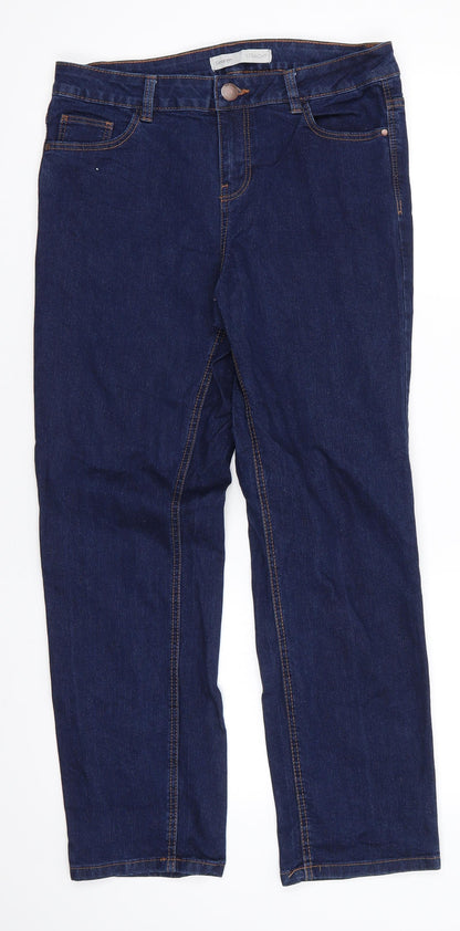George Womens Blue  Cotton Straight Jeans Size 12 L27 in Regular  - Dark Blue