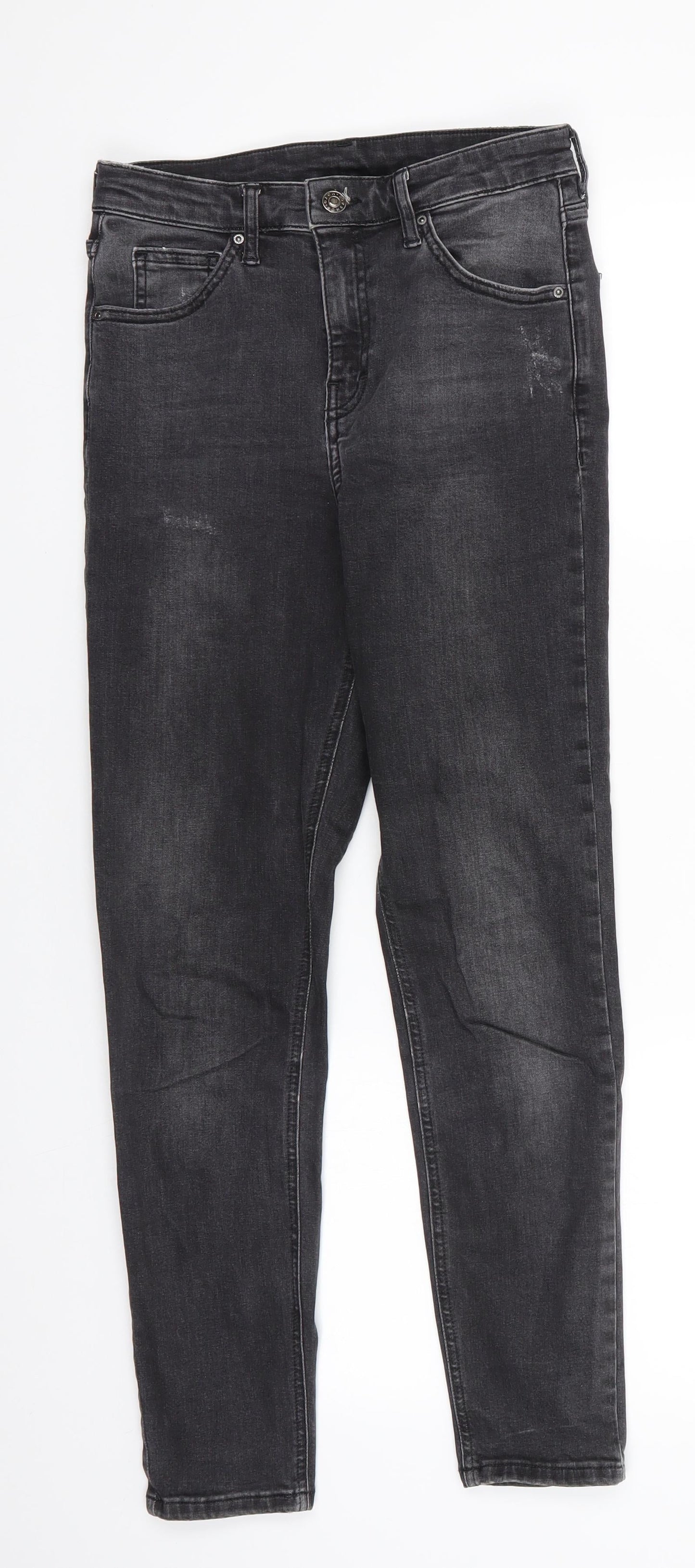 Mens UK Size 28 in TopShop Moto Regular Fit Skinny Black Jeans