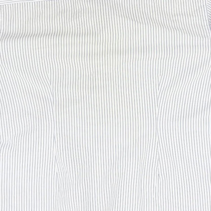 NEXT Mens Blue Striped Polyester  Button-Up Size 15.5 Collared