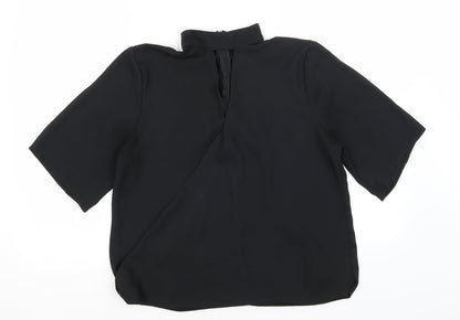 Boohoo Womens Black  Polyester Basic T-Shirt Size 12 High Neck