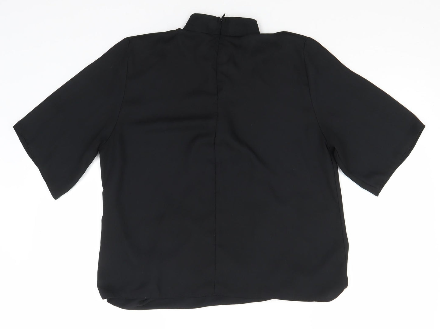 Boohoo Womens Black  Polyester Basic T-Shirt Size 12 High Neck