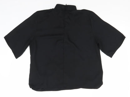 Boohoo Womens Black  Polyester Basic T-Shirt Size 12 High Neck