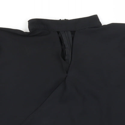 Boohoo Womens Black  Polyester Basic T-Shirt Size 12 High Neck