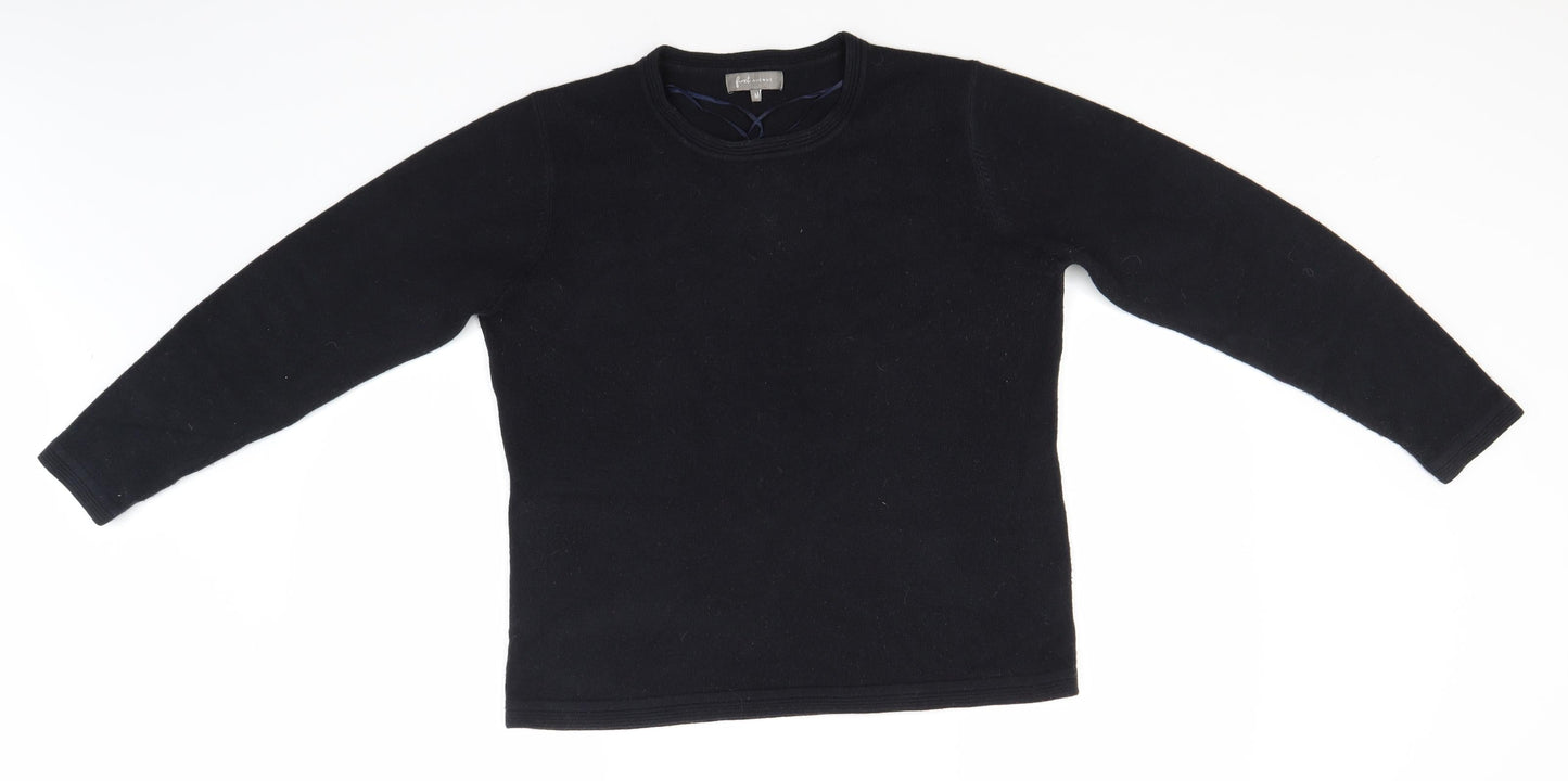 Avenue Mens Black Round Neck  Acrylic Pullover Jumper Size M