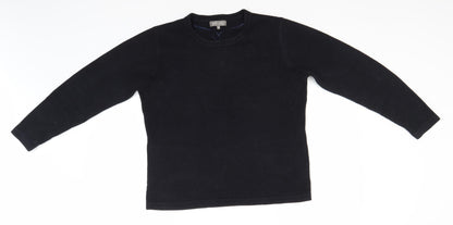 Avenue Mens Black Round Neck  Acrylic Pullover Jumper Size M